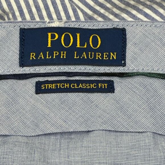 Polo Ralph Lauren Men's Casual Shorts - Blue Striped Seersucker - Size 34 - EUC - Picture 10 of 12